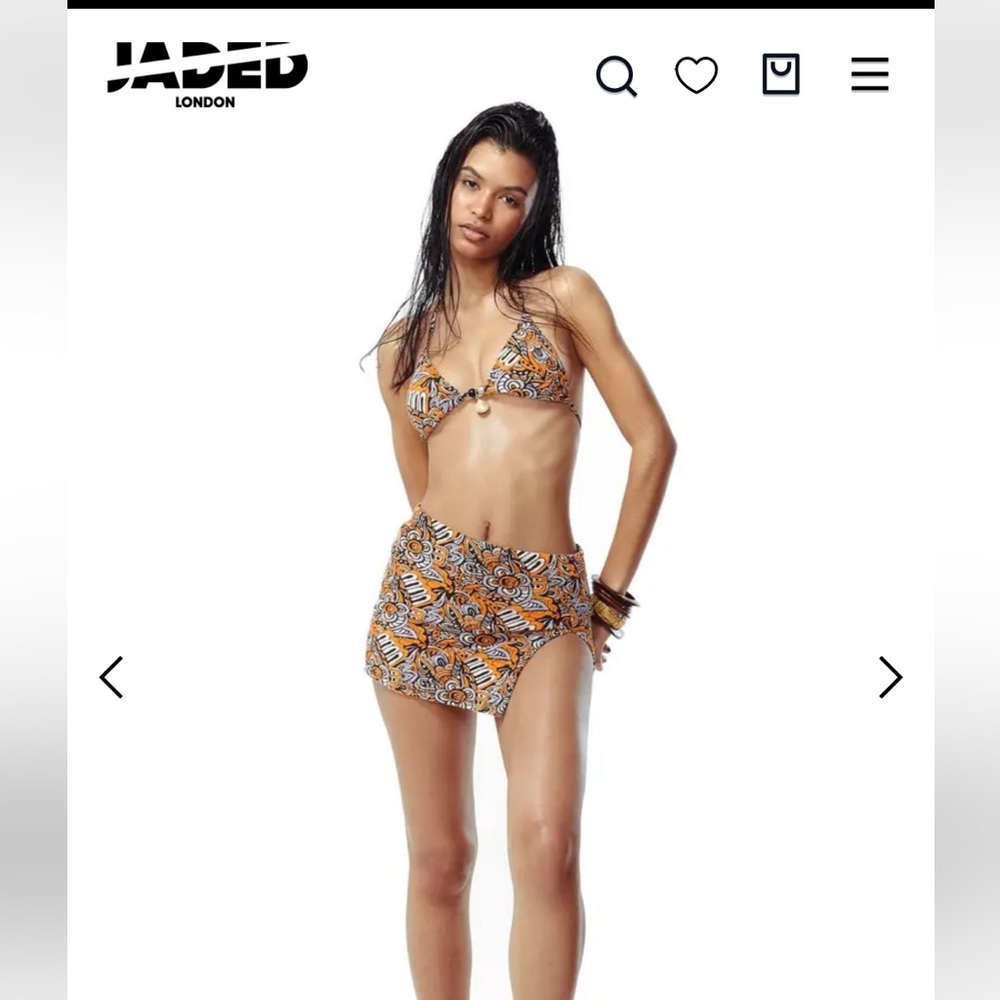 NWT Jaded London Sorbet Orange Jacquard bikini set Xs / small